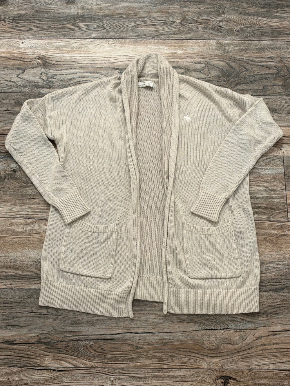 Abercrombie & Fitch Cream Shawl Collar Open Cardigan